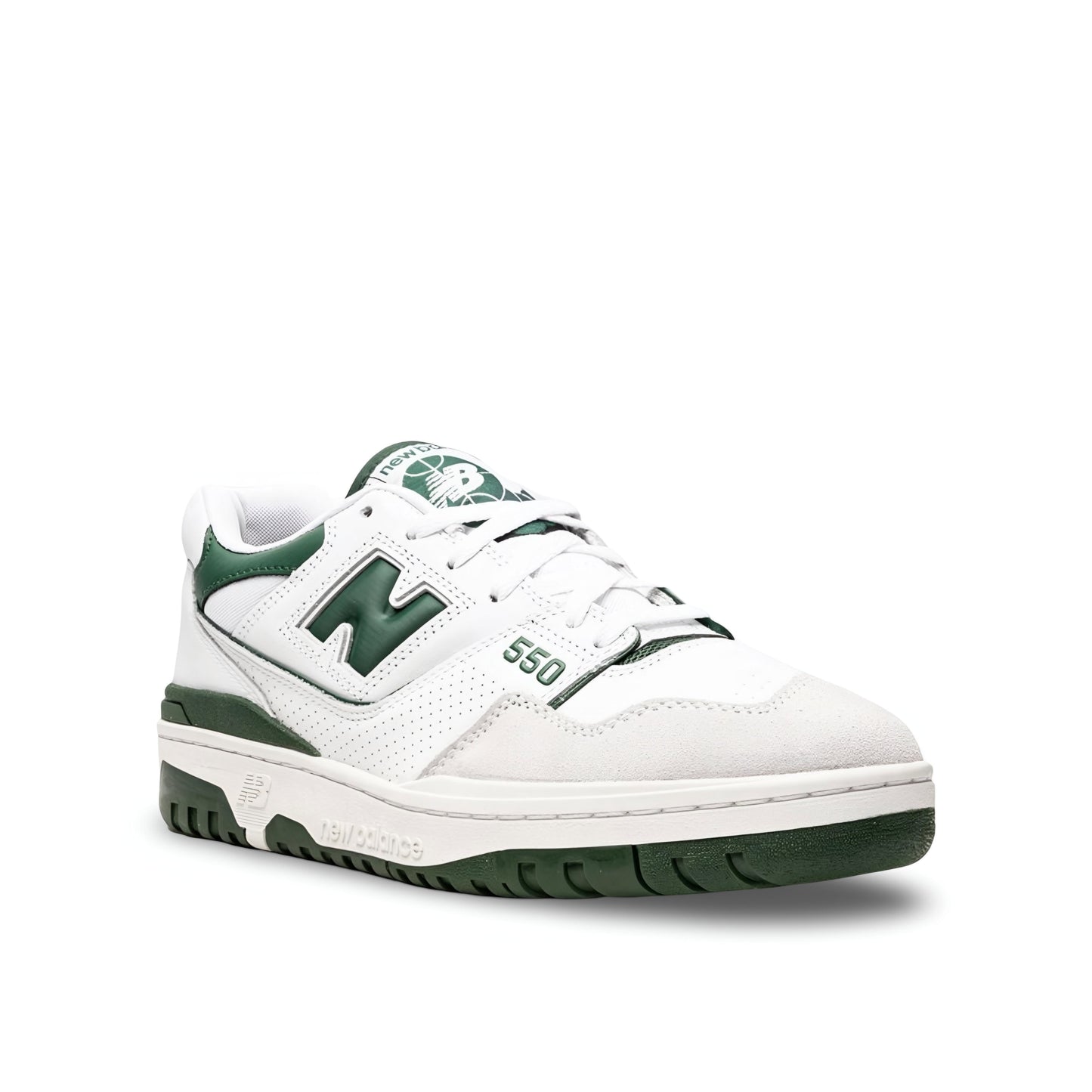 New Balance 550 sneakers in White/Team Forest Green.