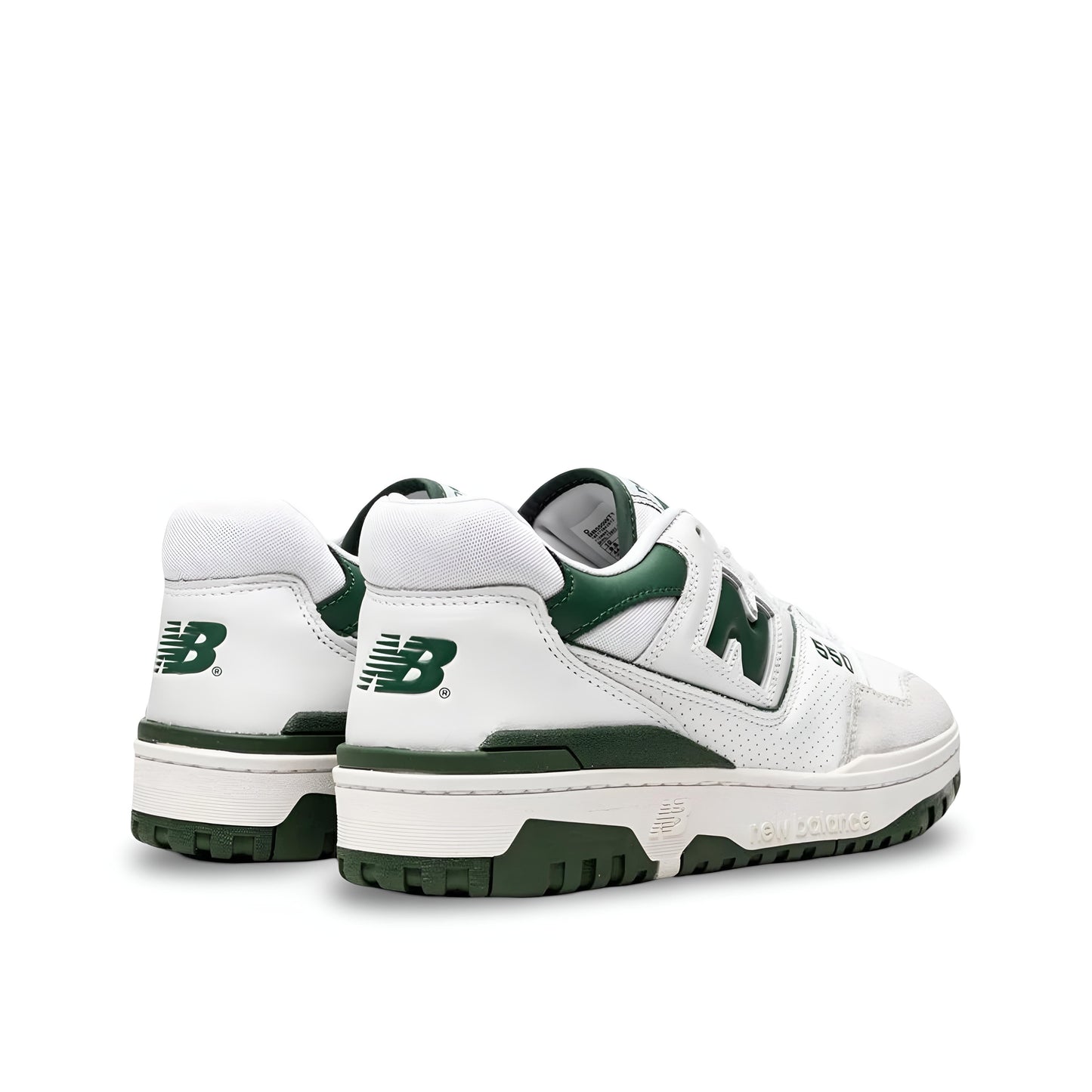 New Balance 550 sneakers in White/Team Forest Green.