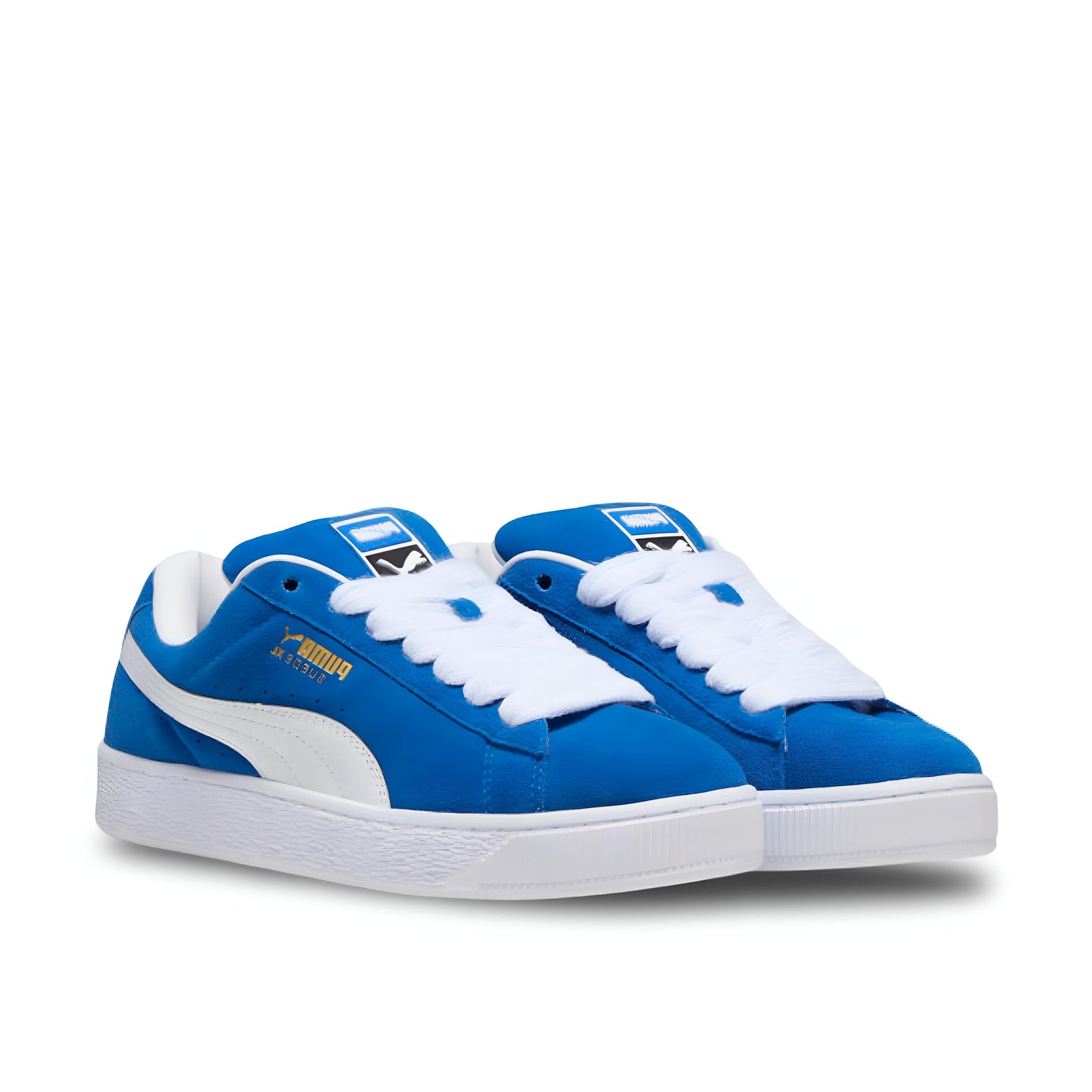 Puma Suede XL trainers in blue and white.