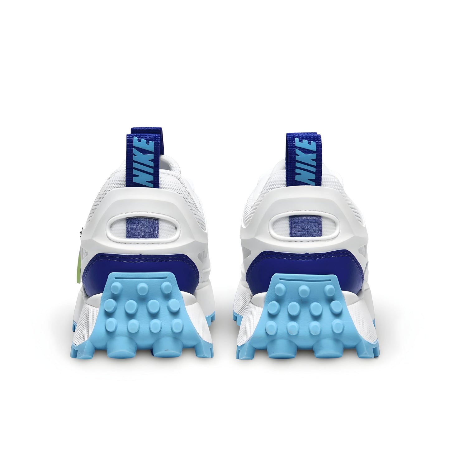 Nike Bailleli in white, blue, and silver.