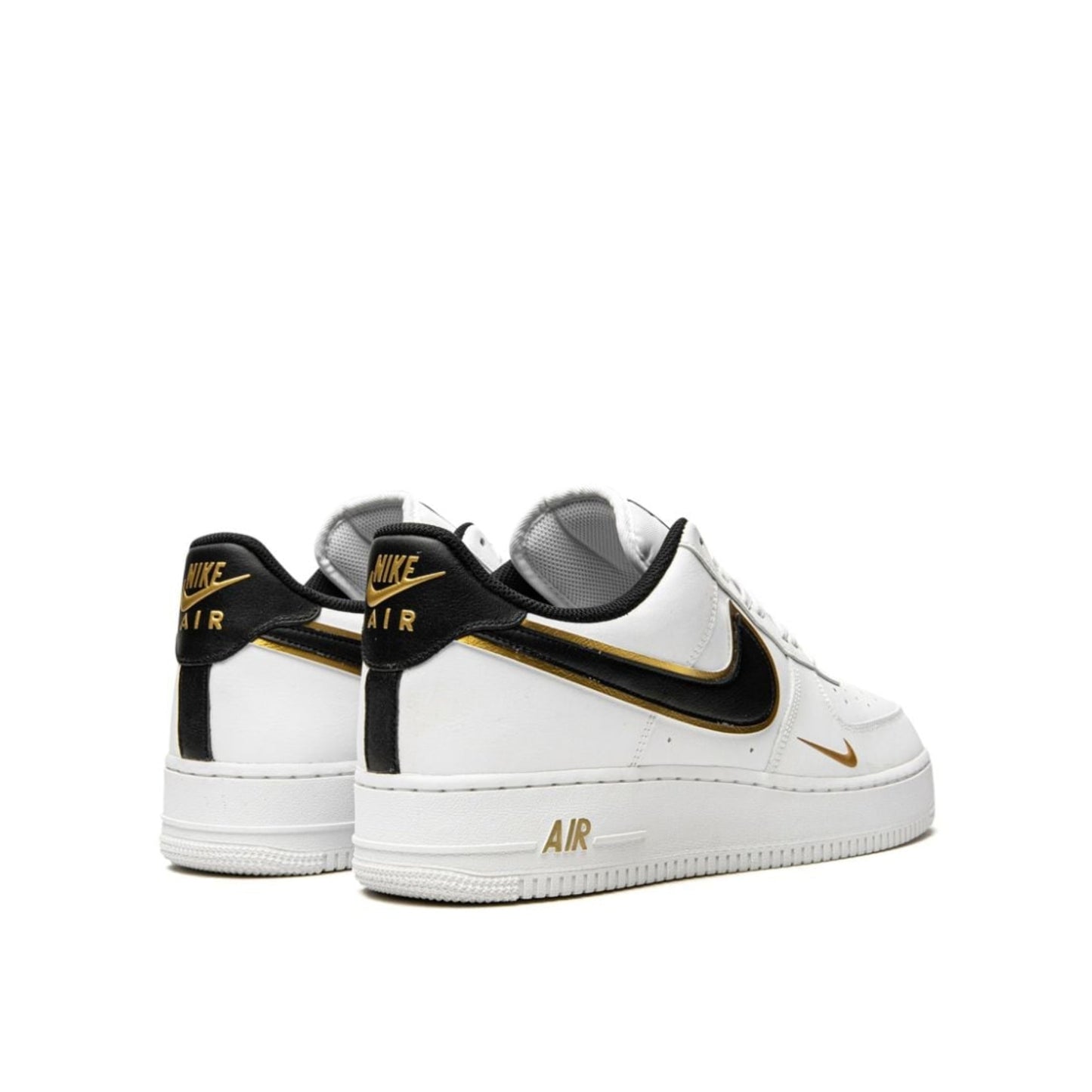 Nike Air Force 1 '07 LV8 "Double Swoosh" in White/Black/Gold.