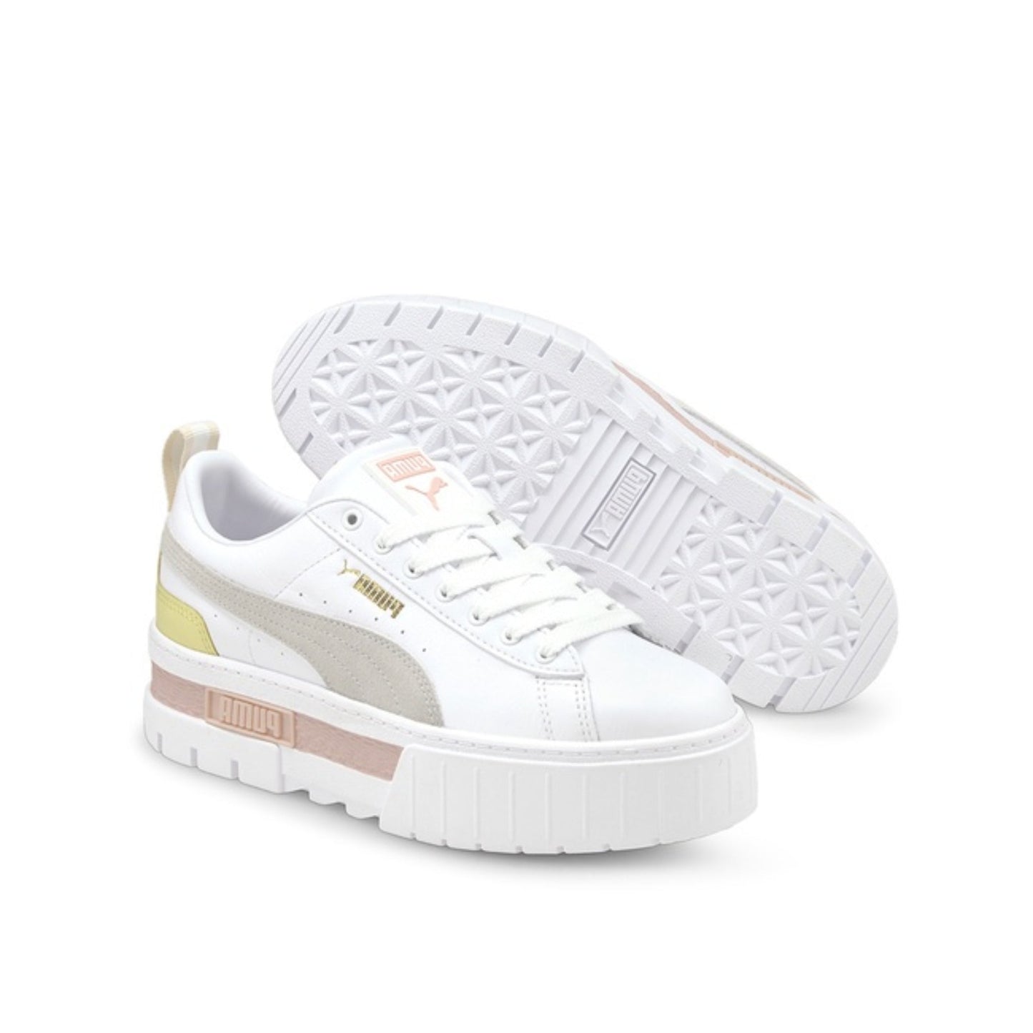 Puma Mayze Mix Sneakers in White/Alpine Snow.