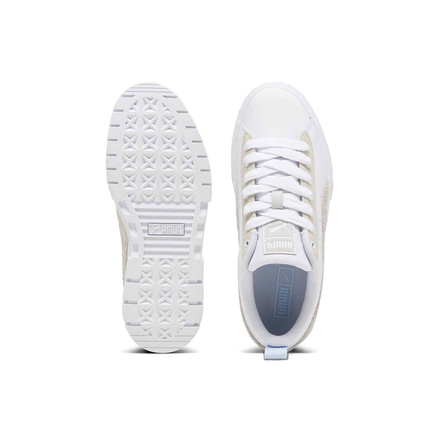 Puma Mayze Mix Sneakers in White/Alpine Snow.