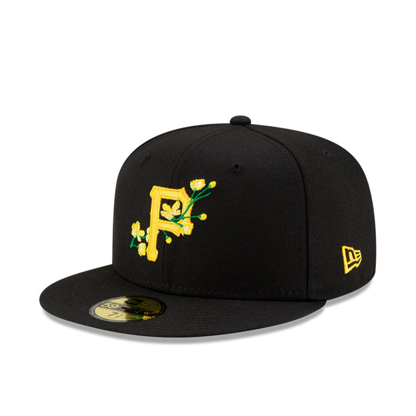 Pittsburgh Pirates MLB 59FIFTY Fitted Cap with Black Bloom Side Patch.
