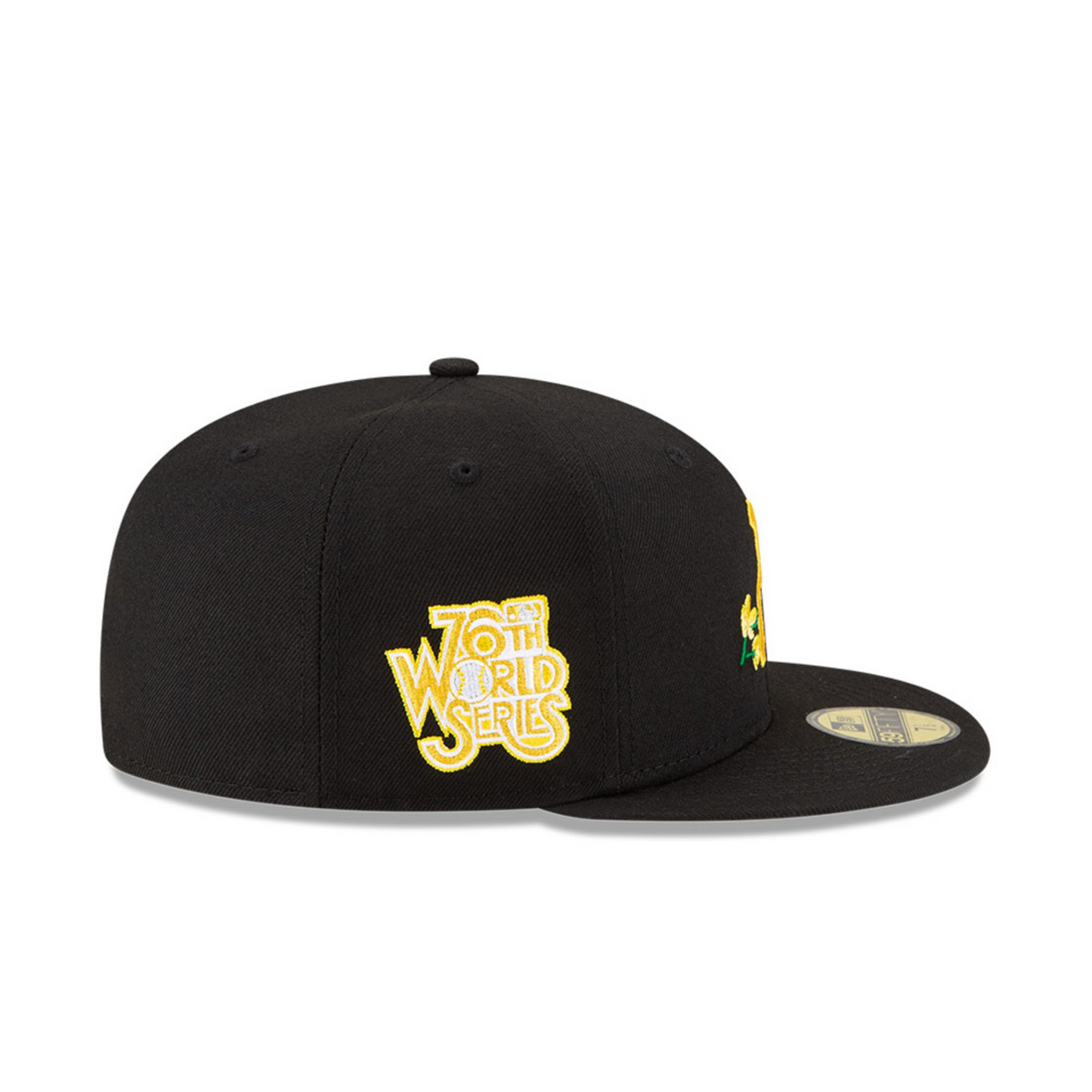 Pittsburgh Pirates MLB 59FIFTY Fitted Cap with Black Bloom Side Patch.