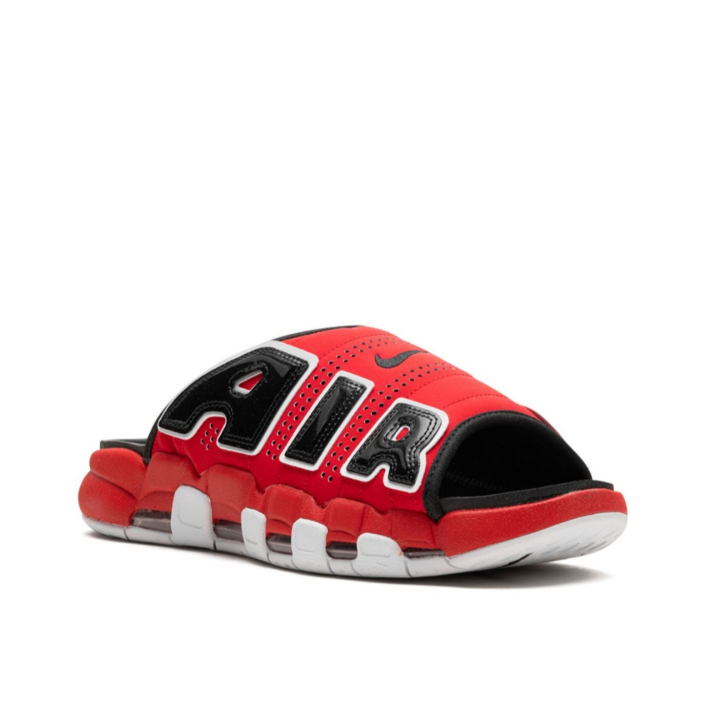 Nike Air More Uptempo "Bulls" slides.