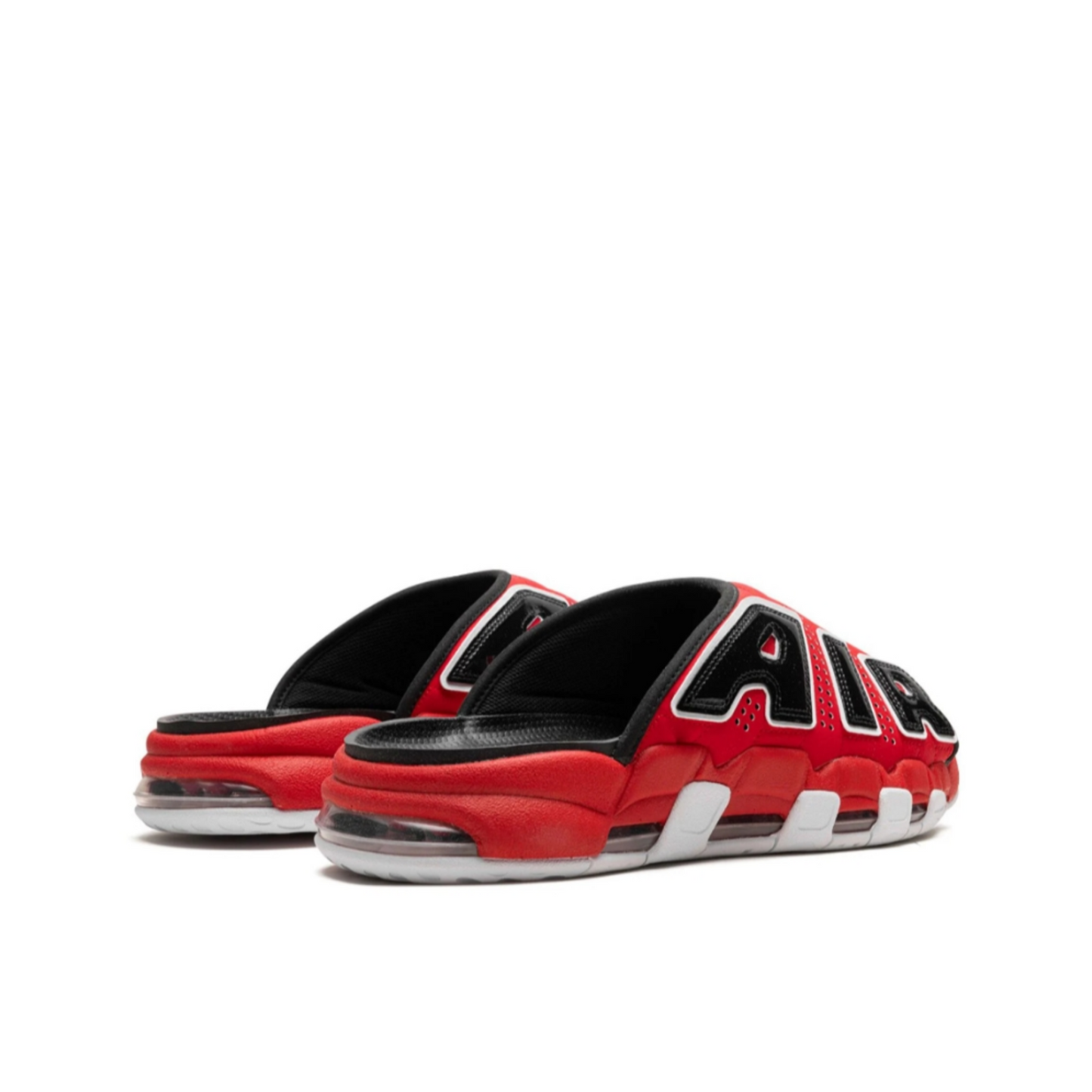 Nike Air More Uptempo "Bulls" slides.