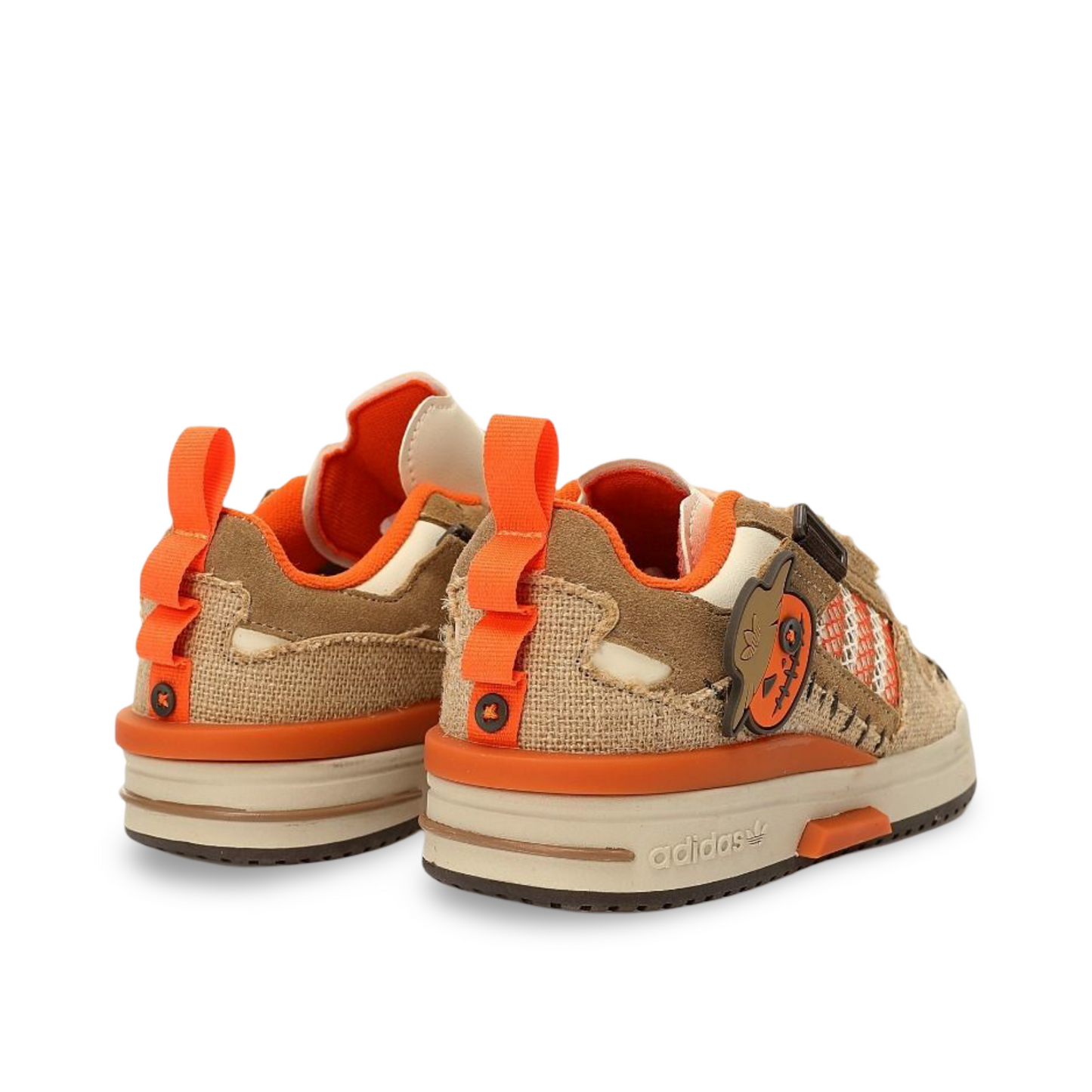 Adidas Forum Mod Low "Jack O'Lantern" in Light Brown/Off-White/Orange, unisex.