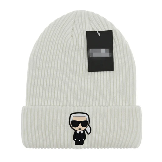Karl Lagerfeld Karl Ikonik beanie in white.