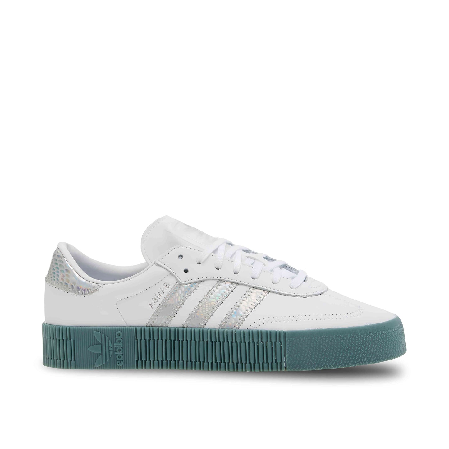 Adidas Samba Rose women's shoe in mermaid blue.