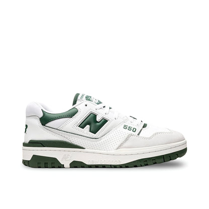 New Balance 550 sneakers in White/Team Forest Green.