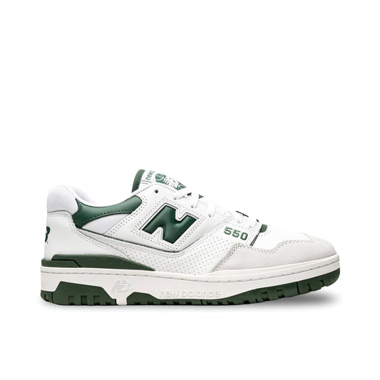 New Balance 550 sneakers in White/Team Forest Green.