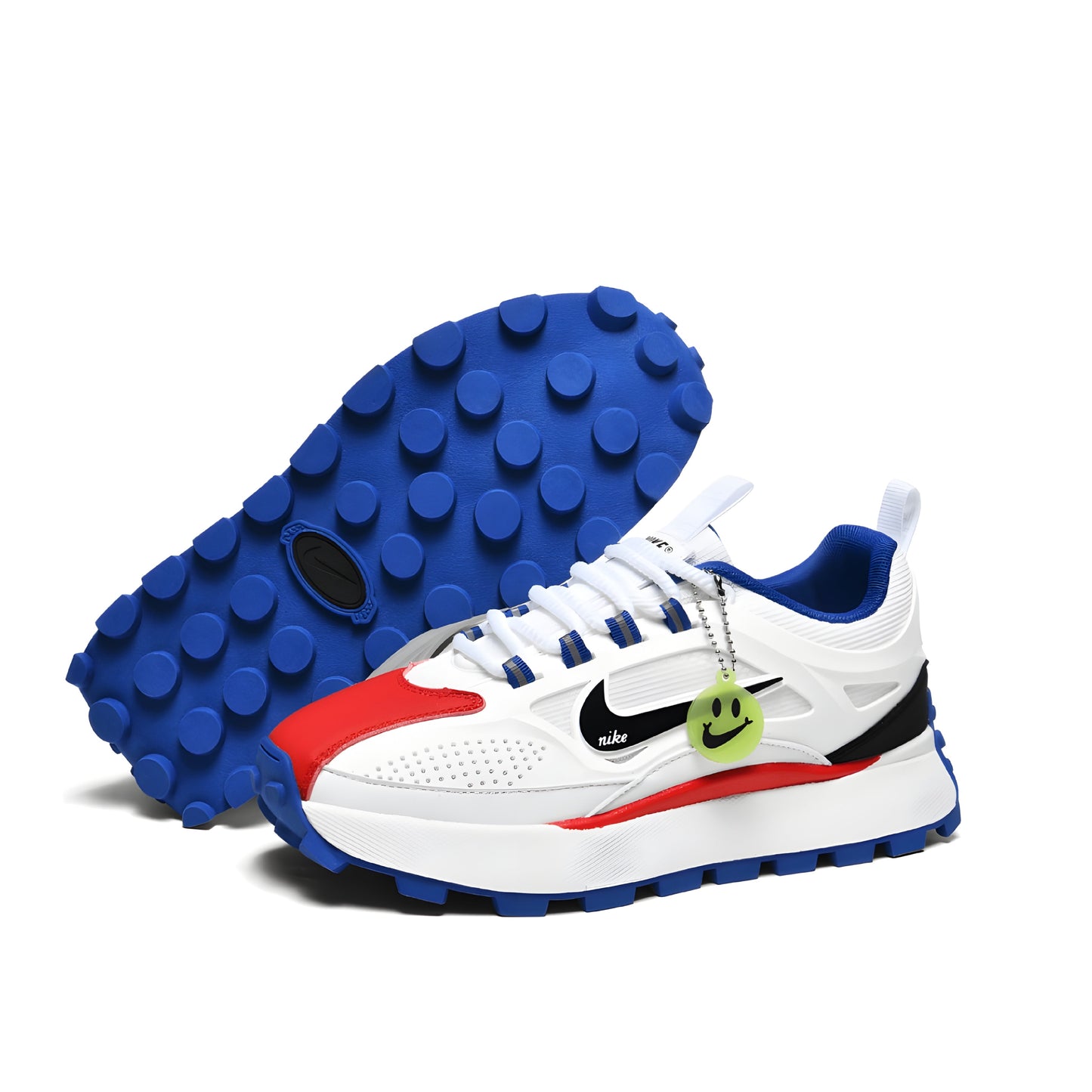 Nike Bailleli in white, red, blue, and black.