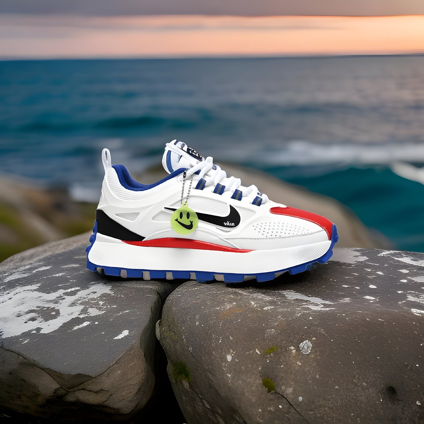 Nike Bailleli in white, red, blue, and black.