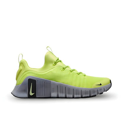 Nike Free Metcon 6 Shoes in Lemon Twist and Cement Grey.