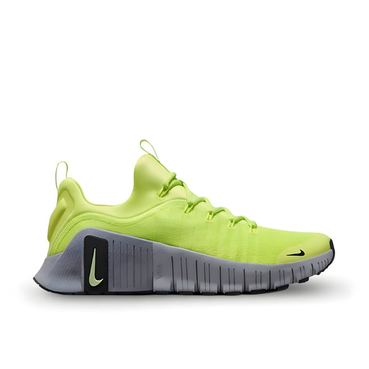 Nike Free Metcon 6 Shoes in Lemon Twist and Cement Grey.