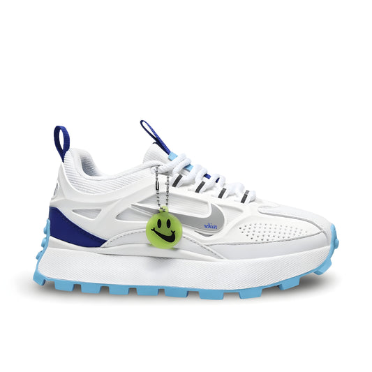Nike Bailleli in white, blue, and silver.