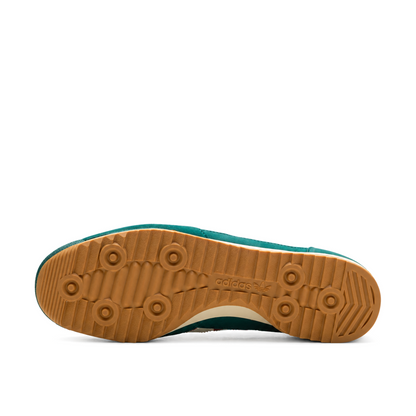 Underside of the adidas x Liberty London SL 72 OG, showing the gum rubber tread and upright moulded adidas branding.