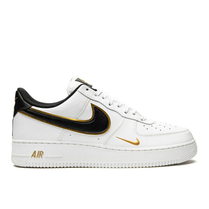 Nike Air Force 1 '07 LV8 "Double Swoosh" in White/Black/Gold.