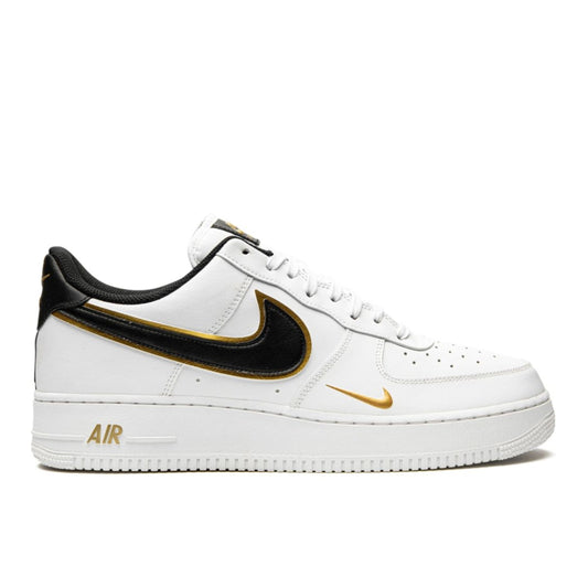 Nike Air Force 1 '07 LV8 "Double Swoosh" in White/Black/Gold.