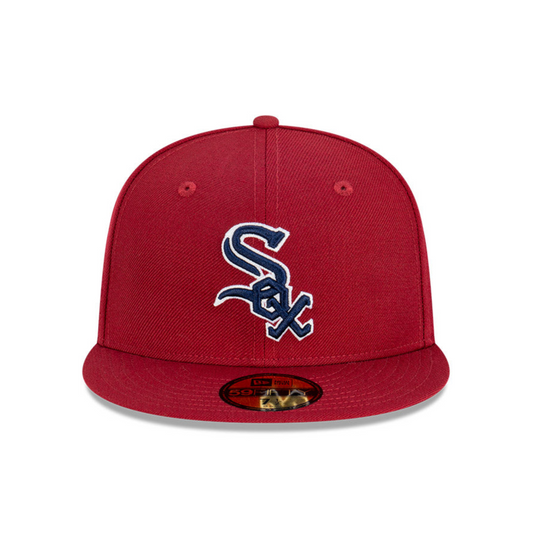 Chicago White Sox Bordeaux 59FIFTY fitted MLB hat.