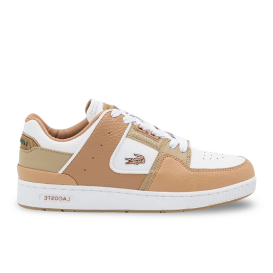 Lacoste Court Cage Athletic Shoe in Tan/White.