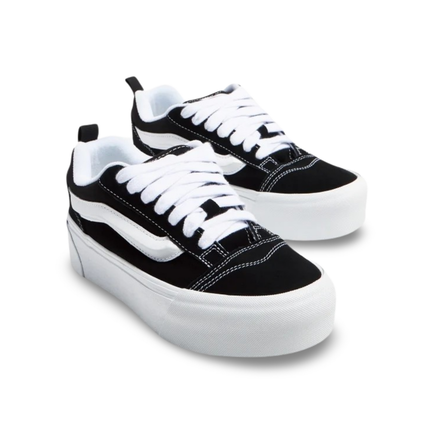 Vans Women's Sk8-Hi Stacked Platform Sneaker in Black/White.