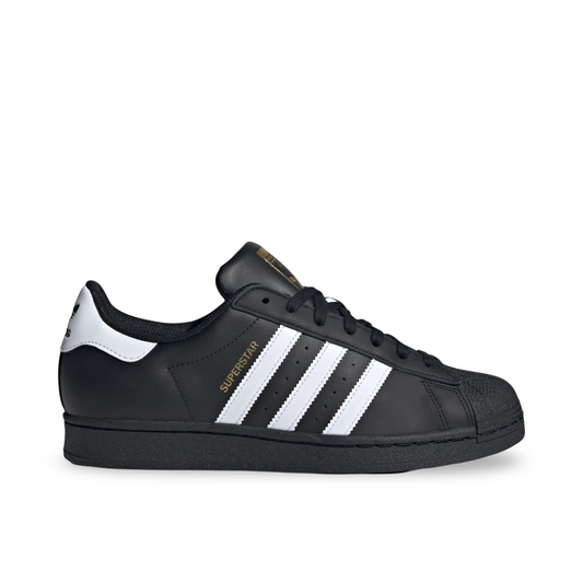 Adidas Superstar shoes, black and white.